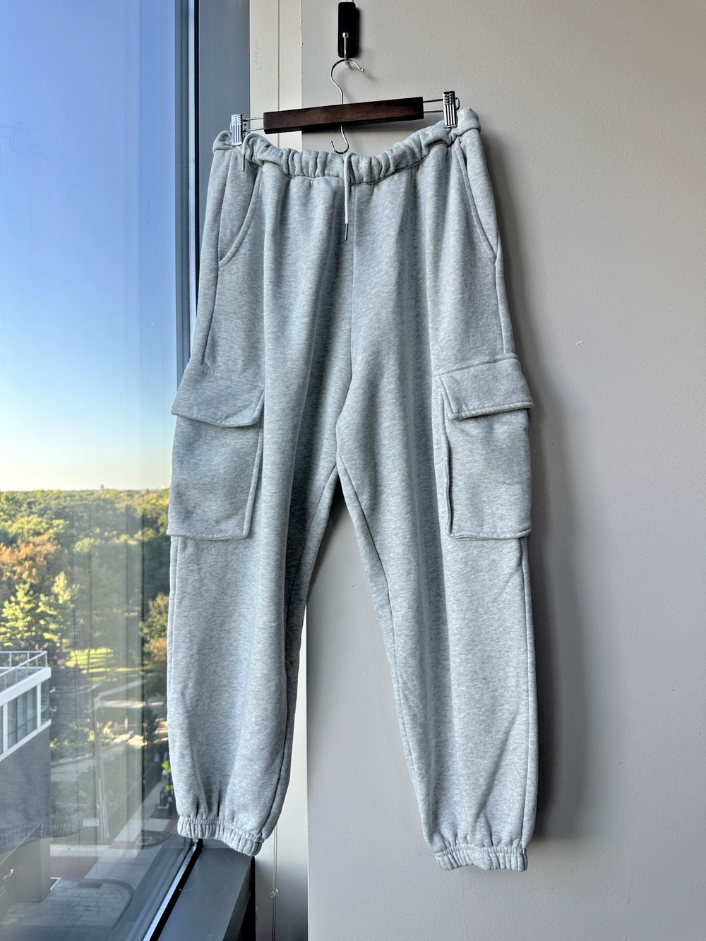 Abercrombie & Fitch Gray Fleece Cargo Jogger Sweatpants Utility Y2K Sz L